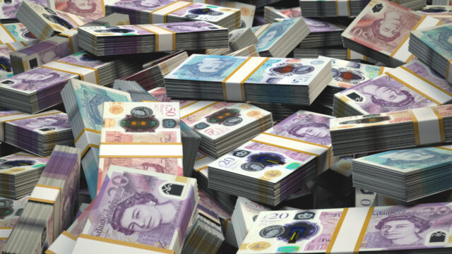 UK Stacked Money Bundles / United Kingdom Money / British Pounds Sterling £ / GBP